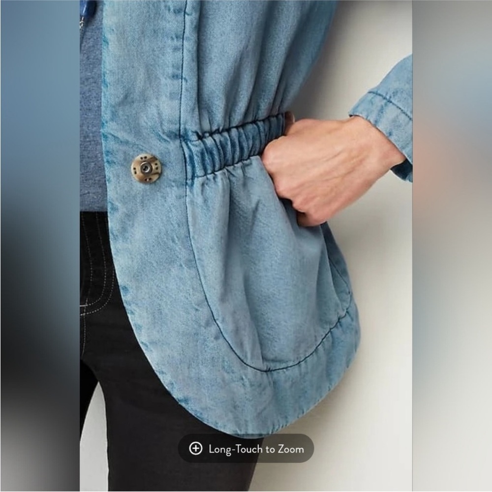 Pure Jill Indigo Curved-Hem Jacket Denim Petite Large Moonstone Wash - Picture 3 of 11